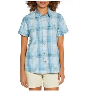 Eddie Bauer adventure Blue and White Casual Button Down Shirt women’s large